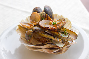 Shells left after the appetizer of fish