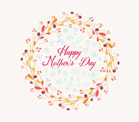 Obraz na płótnie Canvas happy mother day with wreath floral