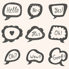 Set of speech bubbles. Hand drawn vector bubbles
