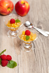 Apple Cinnamon Dessert with Whole Grain Oats. Selective focus.