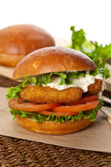 Fish burger. Selective focus.