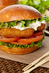Fish burger. Selective focus.