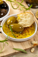 Bread with Olive Oil. Selective and soft focus.