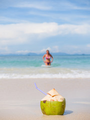 Beautiful woman on the beach.