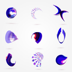 Fototapeta premium Vector abstract 3d business logo set for your design. EPS10