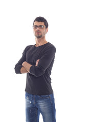 man in Jeans posing over white background