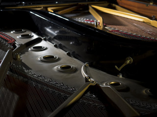 Interior of a concert grand piano