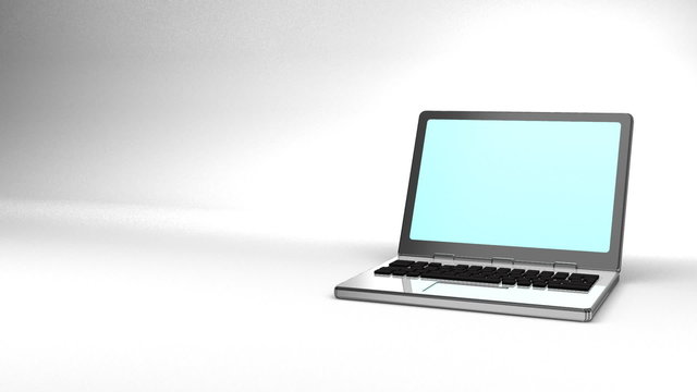 Laptop On White Text Space