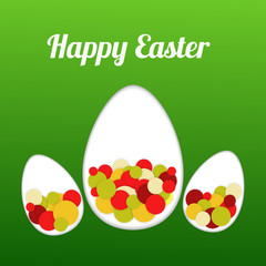 Vector happy easter postcard with confetti. EPS10.