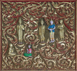 Temple art at Wat Tham Khao Noi, Kanchanaburi, Thailand