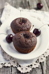 Chocolate muffins  with cherry