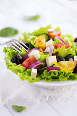 greek salad on a white bowl