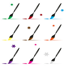 color paint brush and paint vector icons set eps10