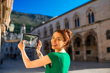Woman traveling in Dubrovnik city