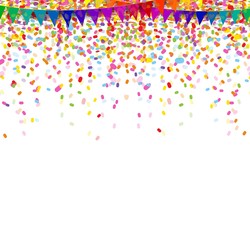 colorful confetti on white background