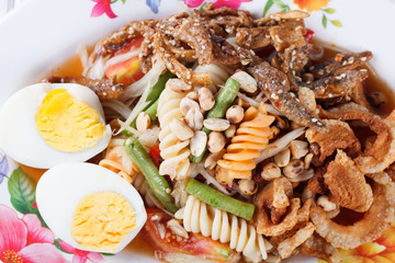Somtum, mix papaya salad delicious food in thailand
