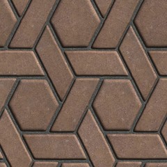 Brown Paving Slabs Built of parallelograms and hexagons.