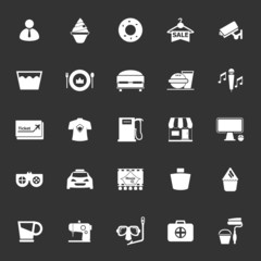 Franchisee business icons on gray background