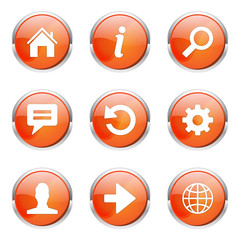 Web Internet Orange Vector Button Icon Design Set