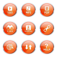 Multimedia Web Internet Orange Vector Button Icon Design Set