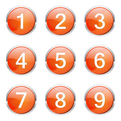 Numbers Counting Orange Vector Button Icon Design Set