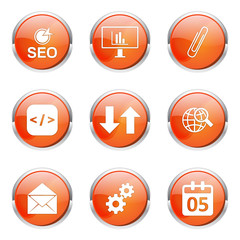 SEO Internet Sign Orange Vector Button Icon Design Set 6
