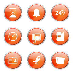 Time Duration Orange Vector Button Icon Design Set