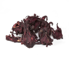 dried hibiscus sabdariffa or roselle fruits on