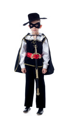 Cute little boy posing in Zorro costume