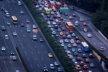 Congested city roads, Guangzhou, China