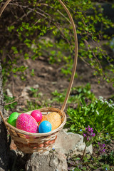 Easter eggs in a basket