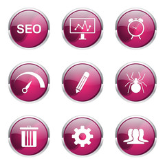 SEO Internet Sign Pink Vector Button Icon Design Set 8