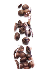 Fototapeta premium Double exposure of beautiful model and coffee beans