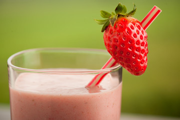 Strawberry smoothie refreshing fruit meal - healthy vegetarian f