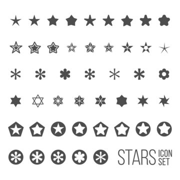 Vector set of star icons and pictograms