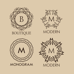 Set of luxury, simple and elegant  monogram designs