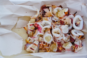 Grilled ring squids