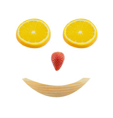 Smiling face from fruits isolate on white