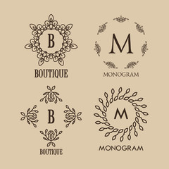 Set of luxury, simple and elegant  monogram designs