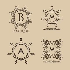 Set of luxury, simple and elegant  monogram designs
