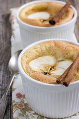 Sweet apple souffle with apple slice and cinnamon