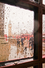 The blurred Big Ben in the rainy day
