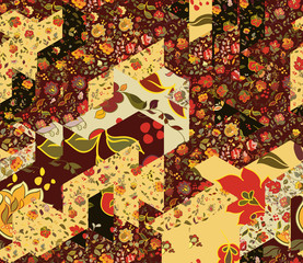 Patchwork pattern with flowers.