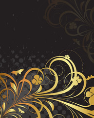 Golden Ornate Flora Texture Background