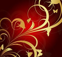 Golden Ornate Flora Background