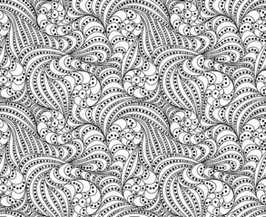 Vector seamless wave background of doodle drawn lines