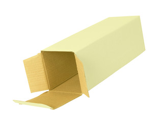 Yellow cardboard box on a white background