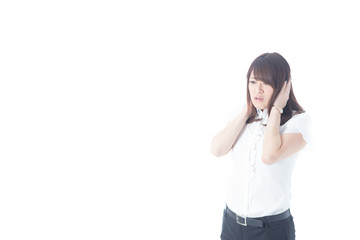 Fototapeta premium 白バックOLポートレート(半袖)