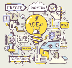 Vector illustration of successful model work of yellow light bul © wowomnom