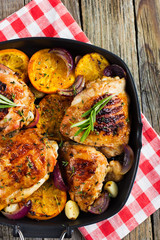 Roasted chicken with oranges and herbs